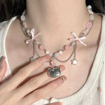 Collar Kawaii Rosa con Dijes Estilo Hello Kitty