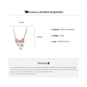 Collar Moño de Cristal Rosa