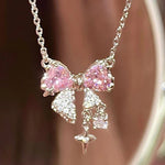 Collar Moño de Cristal Rosa