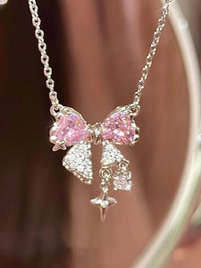 Collar Moño de Cristal Rosa