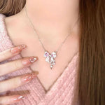 Collar Moño de Cristal Rosa