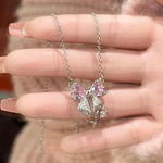 Collar Moño de Cristal Rosa