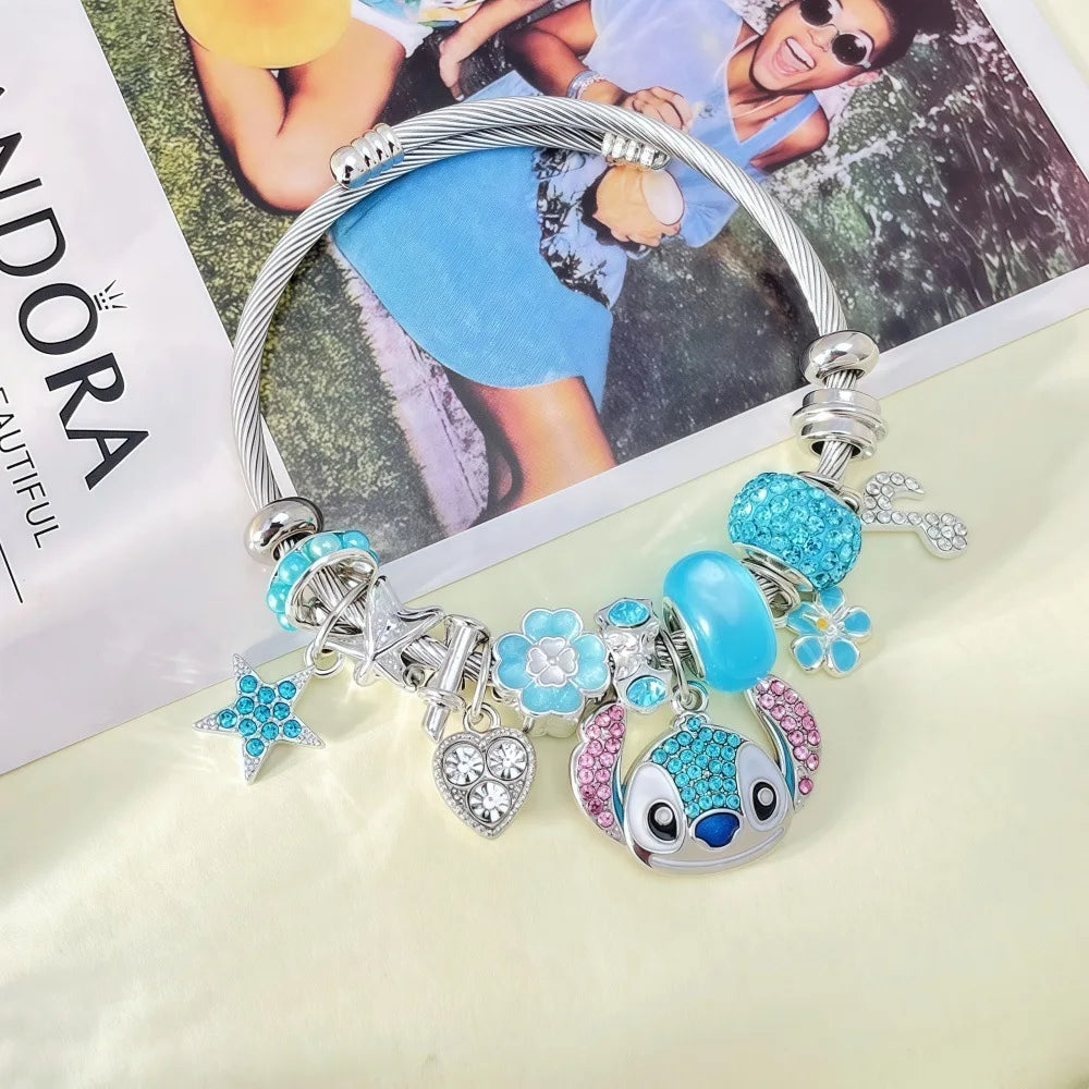 Pulsera de Encanto Oceánico con Dijes Estilo Stitch