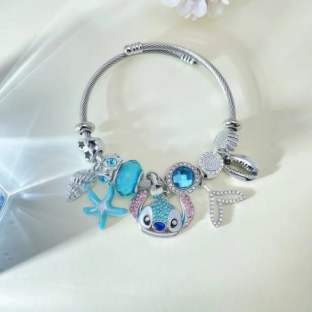 Pulsera de Encanto Oceánico con Dijes Estilo Stitch